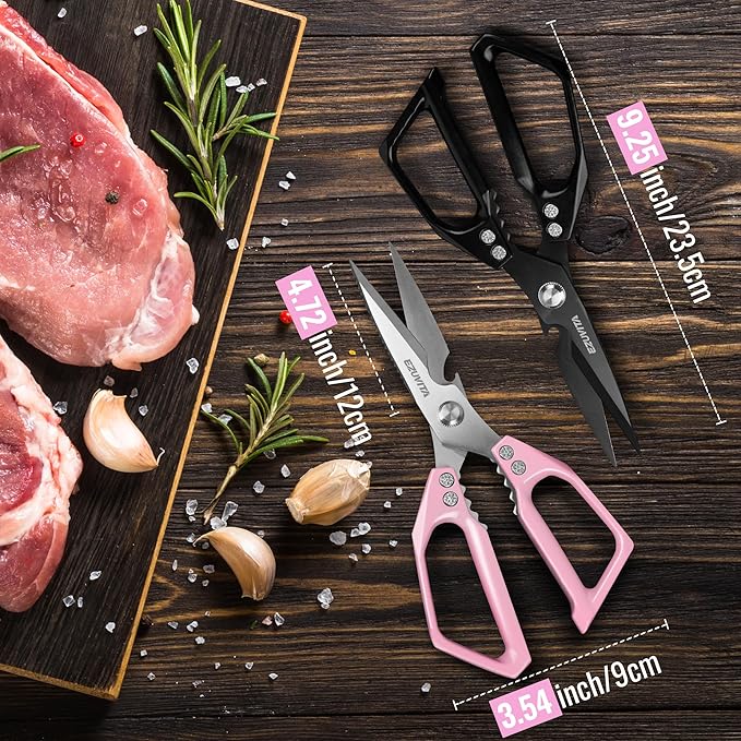 2PC 5-in-1 Multifunctional Heavy-Duty Korean Kitchen Scissors Set, All Purpose Kitchen Shears with Stainless Steel Blades, Bone Cutting scissors for Meat, Fish, Turkey, Vegetables