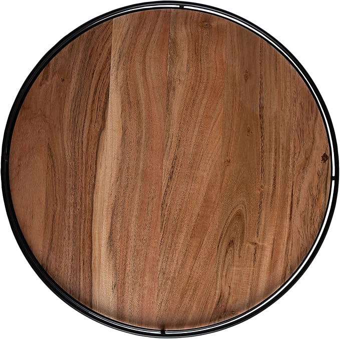 BIRDROCK HOME 18” Wooden Lazy Susan - Espresso - Iron Edges - Table Top Turntable - Cabinet or Pantry Organizer - Decorative Spice Rack Medicine Cleaning Spinning Table - Wood