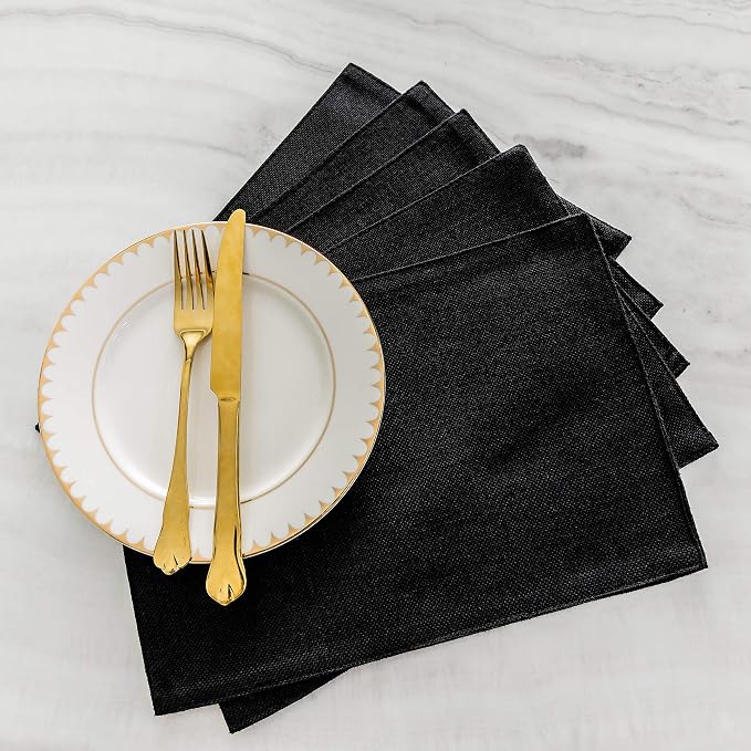 Home Brilliant Black Placemats Set of 8 Heat Resistant Table Mats Cloth Dining Table Place Mats Kitchen Washable Placemat, Black