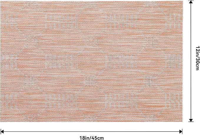 Leetaltree Coral Placemats Set of 8 - Heat Resistant Non-Slip Place mats for Dining Table, Washable Durable PVC Vinyl Woven Table Mats(Coral, 8)