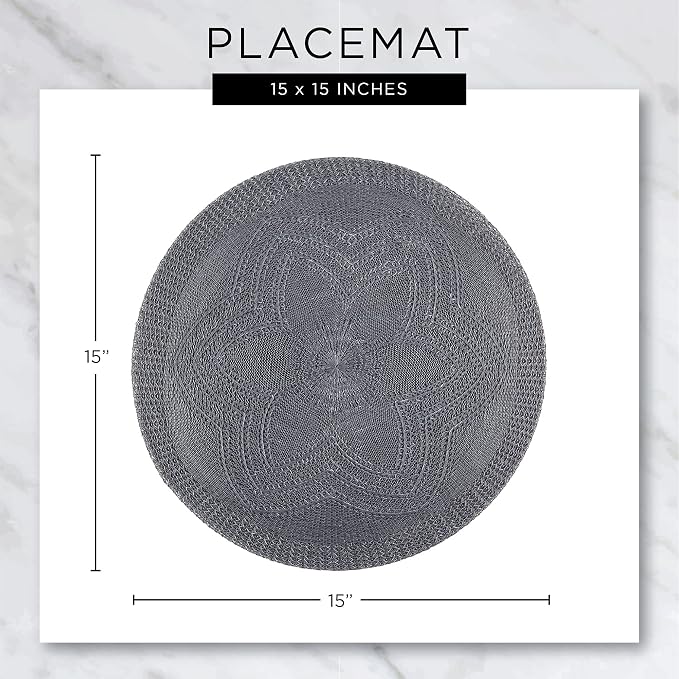 DII Woven Paper Tabletop Collection Holiday or Event Decor, Round Placemat Set, 15" Dia, Spice, 6, Piece