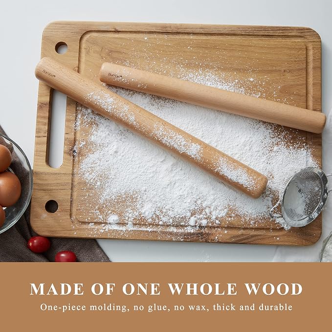 Bamber Wood Rolling Pin for Baking Small Wooden Rolling Dowel Stick Dough Roller for Cookie Dumpling Pastry Pizza Tortilla, 13.4'' by 1.2''