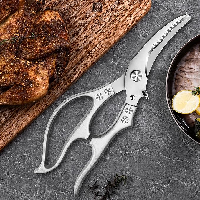 Poultry Shears, Kitchen Scissors for Food, All Purpose Heavy Duty for Chicken Wing/Thigh/Bone, Meat, Quail, Fish, Turkey, Vegetables, Stainless Steel Cooking Aid Scissors, Dishwasher Safe