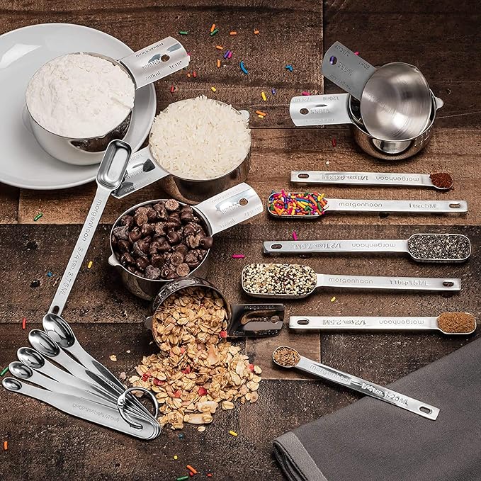 Stainless Steel Mini Measuring Spoons Set - Heavy Duty, 5-Piece Set - For Powders, Supplements, Herbs, Spices, Extracts - Dishwasher-safe - Professional Metal Kitchen Utensils By Morgenhaan