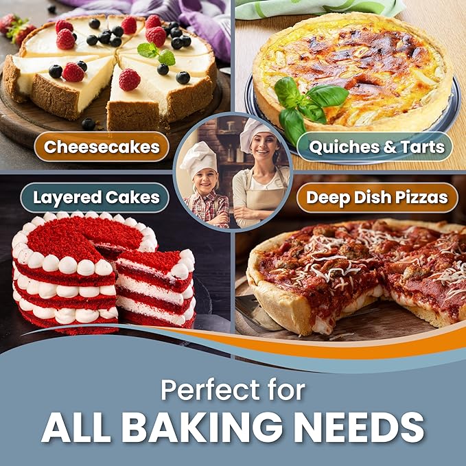 8 Inch Springform Cake Pan NONSTICK - Cheesecake Pan with Silicone Sleeve – NO LEAKS in Water Bath - No Foil Wrap Needed - Easy Cake Release – Sturdy Build - Heavy-Gauge Carbon Steel 0.4 mm