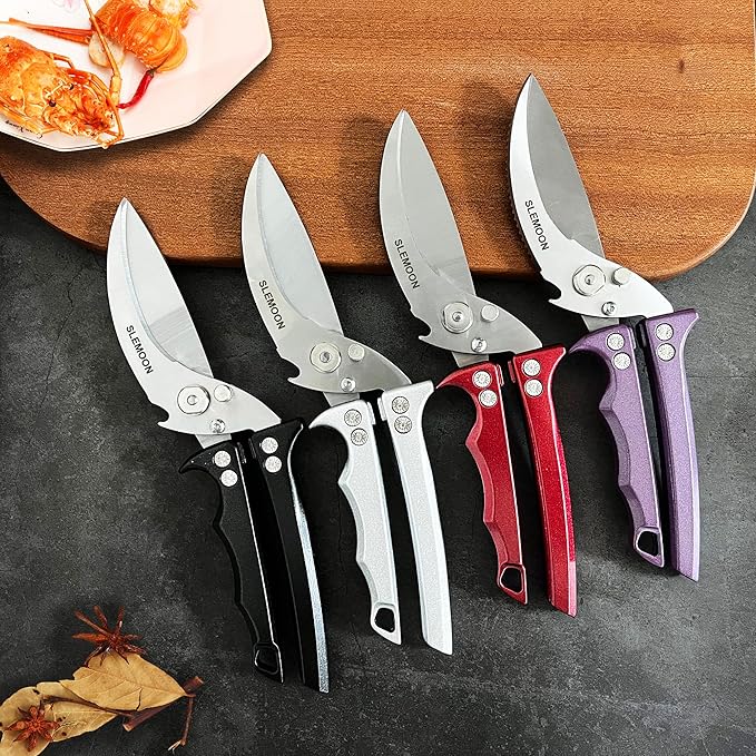Heavy Duty Poultry Shears Meat Cutting Dishwasher Safe and Food Stainless Kitchen Shears Kitchen Scissors for Chicken Turkey Thanksgiving,Gift Box,purple