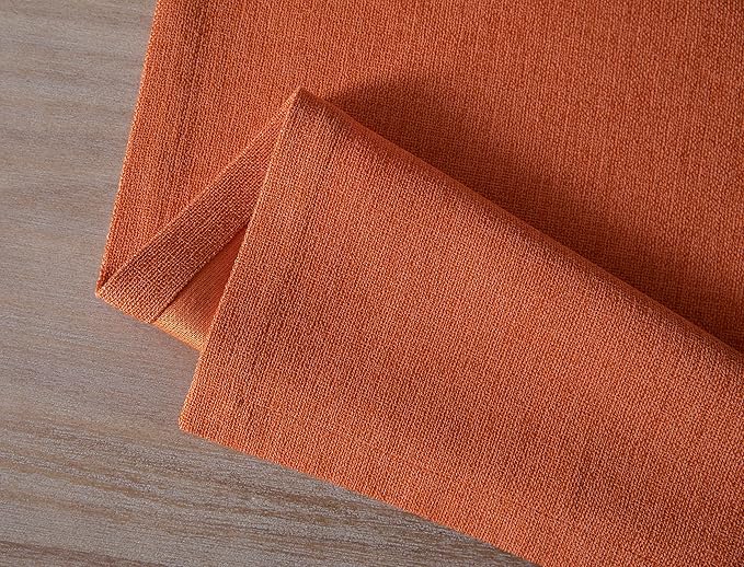 ZeeMart Burlap Style Farmhouse Table Runners 48 Inches Long, Burnt Orange Rustic Woven Dining Fall Table Runner for Everyday Use, 14x48 Inches, Harvest Pumpkin