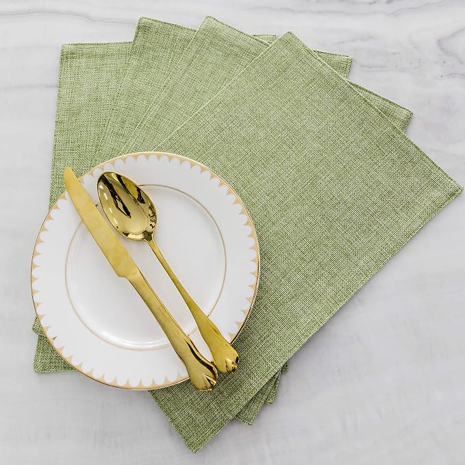 Home Brilliant Green Placemat Set of 8 Washable Place Mats Placemats Heat Resistant Sage Placemat for Dining Table Kitchen Table Mats Summer Decor, Grass Green