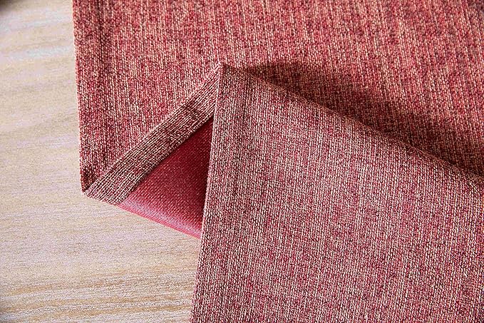 ZeeMart Burlap Style Farmhouse Table Runners 72 Inches Long, Red Rustic Woven Dining Table Runner for Everyday Use, 14x72 Inches, Red