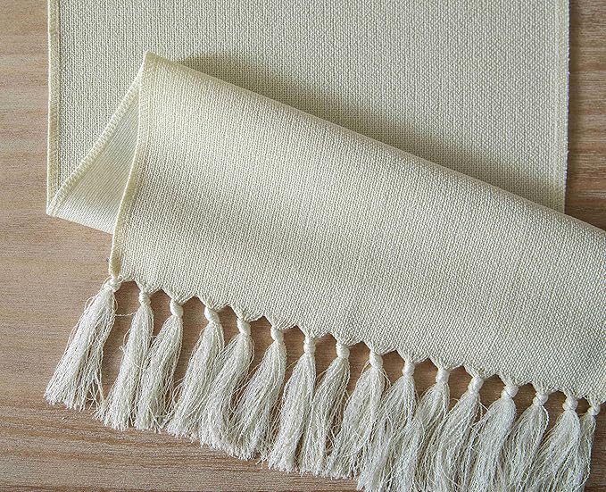 ZeeMart Cream Table Runners 48 Inches Long, Burlap Linen Style Rustic Farmhouse Table Runner, Small Short Boho Coffee Table Runner, 13x48 Inches, Cream