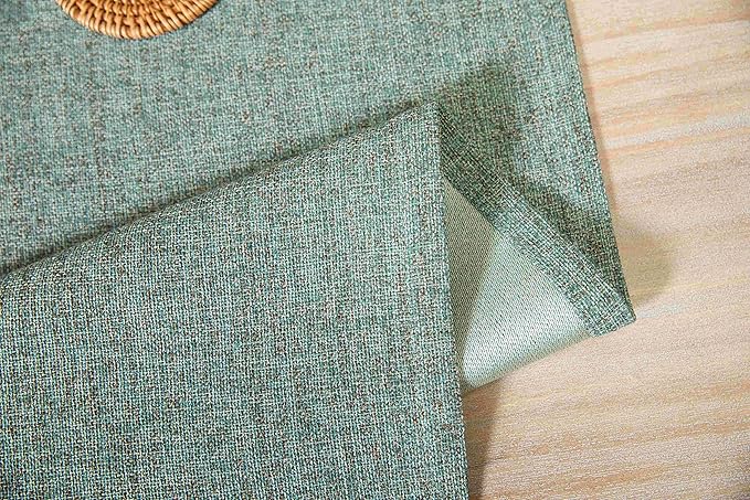 ZeeMart Burlap Style Farmhouse Table Runners 90 Inches Long, Green Rustic Woven Dining Table Runner for Everyday Use, 14x90 Inches, Mineral Green