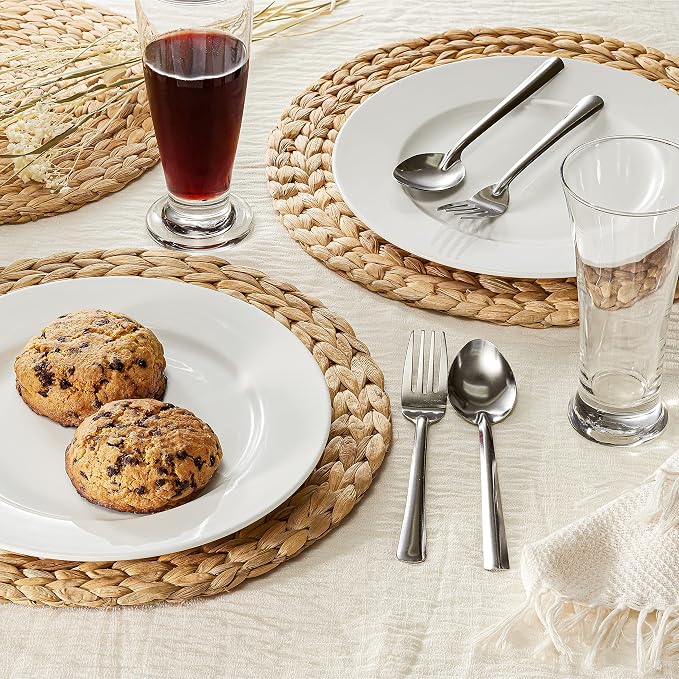 (Sizes:12"-13'') BLUEWEST Woven Placemats (Set of 10), Round Placemats Rattan, Wicker Water Hyacinth Placemat, Round Braided Placemats Set, Heat Resistant/Durable for Plate (13'', Set 10)
