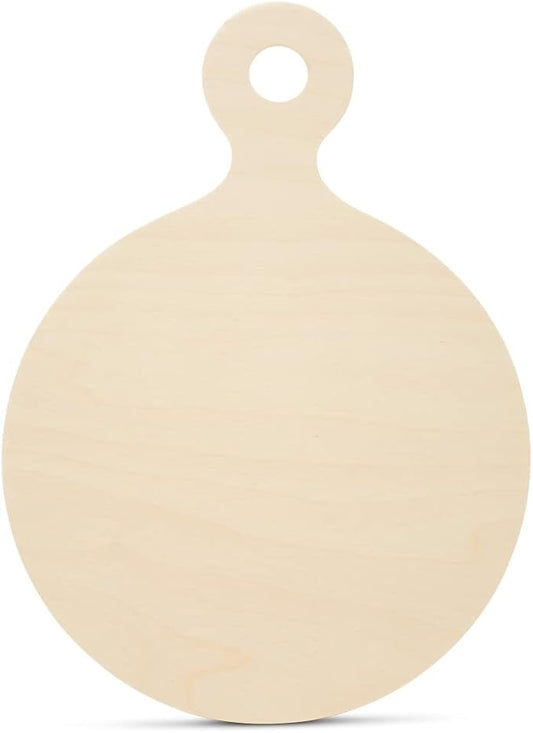 Round Wooden Pizza Board Shape 12" with Handle, Pack of 3 Wood Cutting Boards for Kitchen Decor, & Charcuterie Boards, by Woodpeckers