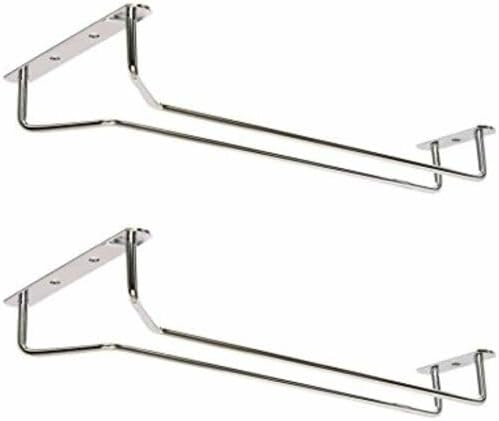 Great Credentials© Set of 2-10-Inch Long, Wine Glass Rack, Wire Hanging Rack, Wine Glass Hanging Rack, Wire Wine Glass Hanger Rack, Stemware Rack, Under Cabinet, Chrome Finish (chrome)