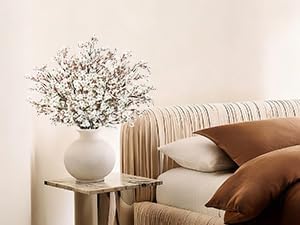 Waipfaru 6 Pcs Fake Flowers Babys Breath Silk, Real Touch White Artificial Flowers Bulk with Bendable Stems, White Faux Flowers Babys Breath for Spring Summer Wedding Valentine's Day Party Table Decor