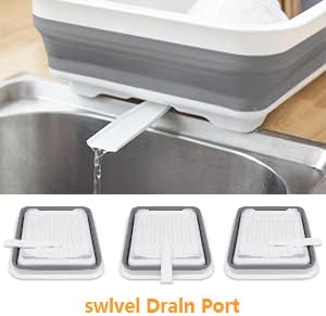Goderewild Foldable Dish Drying Rack with Drain Plug and Swivel Spout - Lightweight, Compact and Space-Saving Dish Drainer Organizer for Kitchen, RV, Campers and Travel Trailers