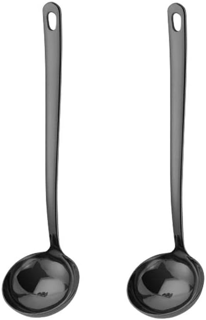 Soup Ladle 2-Pack 2.9 Inches Large Bowl 304 Stainless Steel Spoon Kitchen Server - Black