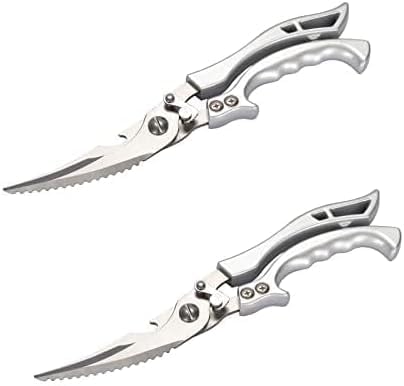 Heavy Duty Stainless Steel Kitchen Scissors, Professional Cooking and Poultry Shears for Bones, Turkey, Meat, Fish and Vegetables, 2-Pack