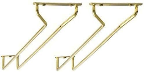 Set of 2-10-Inch Long Wine Glass Hanging Rack, Wire Stemware Hanger, Under Cabinet, Brass Finish