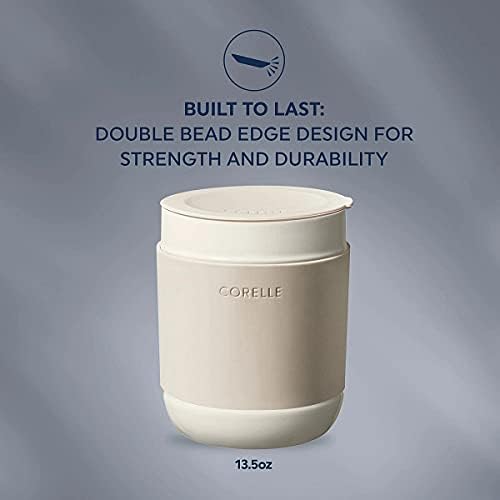 Corelle Stoneware 4-Pc Tumbler Set of 2 with Lids, Handcrafted Artisanal Travel Mug, Solid Glaze Stoneware, 13-1/2-Oz Travel Coffee Mug Set, Navy