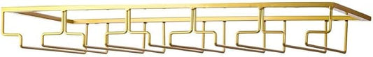 FOMANSH Wine Glass Rack - Under Cabinet Stemware Wine Glass Holder Glasses Storage Hanger 1 Pack Metal Organizer for Bar Kitchen 5 Rows Gold