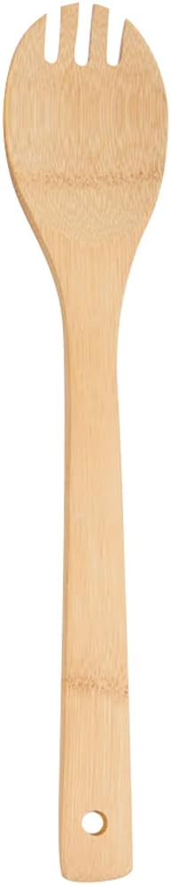 PrintSupremacy Bamboo Cooking Spoons Set, Non Stick Wooden Kitchen Gadget Pan Cookware, Baking Gift for Housewarming Wedding Birthday, Chef Foodie Gift (Plain, 1 Piece - Spoon Fork)