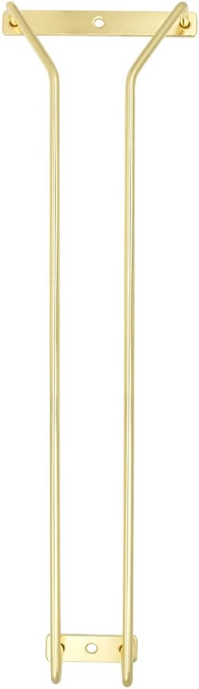 35.5cm Wine Glass Rack - Under Cabinet Stemware Wine Glass Holder Glasses Storage Hanger Stainless Steel Organizer for Bar Kitchen, Gold Finish (1 Rows, 2 Pack)