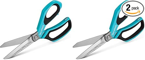 DURATECH 10" All-Purpose Heavy Duty Scissors, Stainless Steel Utility Scissors with Ergonomic Handle, Industrial Shears for Carpet, Leather, Fabric, and Household Use (Pack of 2)