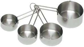 Update International Heavy Duty Commercial 4-Piece Silver Stainless Steel Measuring Cup Set