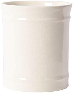 Kitchen Ceramic Utensil Holder, Perfect Capacity Utensil Crock, for Kitchen Counter top & Dining Table (Cream, 5.0" x 5.0" x 5.8")
