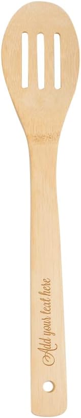 PrintSupremacy Custom Engraved Bamboo Cooking Spoons Set, Non Stick Wooden Kitchen Gadget Pan Cookware, Baking Gift for Housewarming Wedding Birthday, Chef Foodie Gift (Custom, 5 Pieces)
