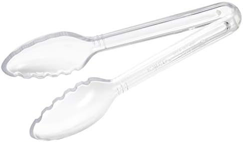 Winco 6" Commercial-Grade Curved Serving Tongs, Clear