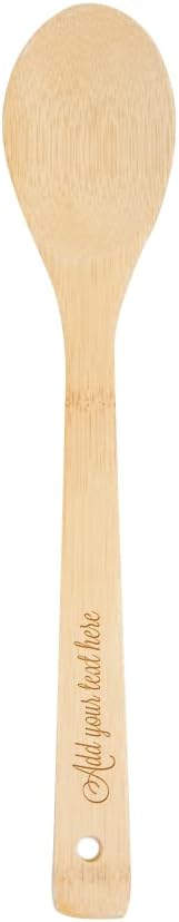 PrintSupremacy Custom Engraved Bamboo Cooking Spoons Set, Non Stick Wooden Kitchen Gadget Pan Cookware, Baking Gift for Housewarming Wedding Birthday, Chef Foodie Gift (Custom, 5 Pieces)