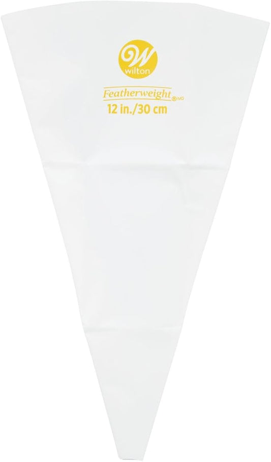 Wilton White Piping Bag For Precise Cake Decorations, Featherweight Reusable Icing Bag, 12 inch, 1-Count