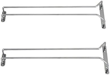 Chrome Finish Under Cabinet Wine Glass Rack - Set of 2, 16-Inch Wire Stemware Hanger Rack