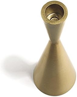 Set of 3 Brass Gold Metal Taper Candle Holders Candlestick Holders, Vintage & Modern Decorative Centerpiece Candlestick Holders for Table Mantel Wedding Housewarming (Brass Golden, S+M+L/Set)