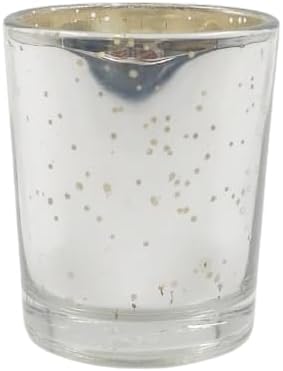 Hosley Set of 8 Metallic Mercury Glass Votive Tealight Candle Holders – Choice of Colors, Perfect for Parties, Weddings, Events, Aromatherapy, and Daily Use (Silver)