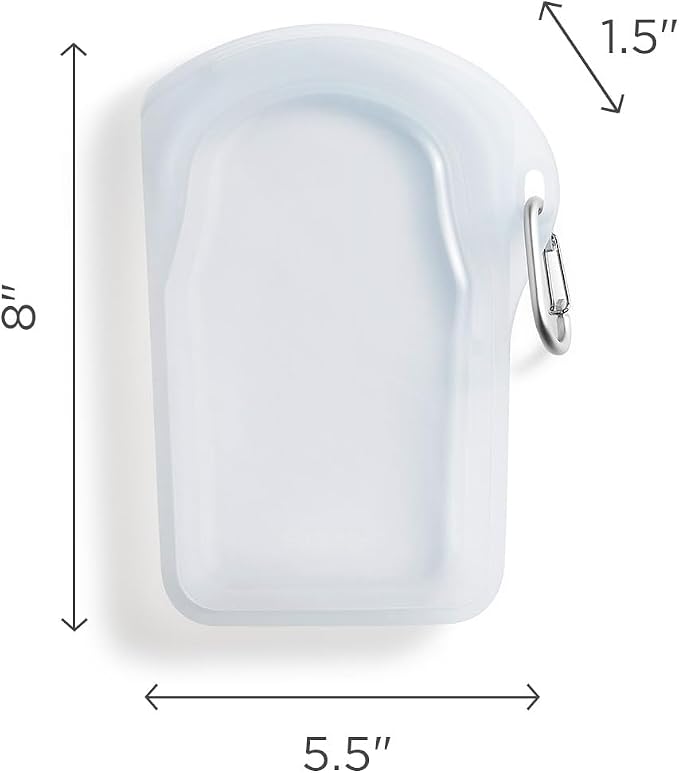 Stasher Silicone Reusable Storage Go Bag with Carabiner Clip, Bag for Travel, Microwave, Dishwasher, Oven, Freezer Safe, Sous Vide, Eco Friendly, Outdoor Snack Storage Pouch, 18 oz, Black | Leakfree Travel Bag