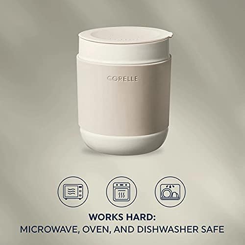 Corelle Stoneware 4-Pc Tumbler Set of 2 with Lids, Handcrafted Artisanal Travel Mug, Solid Glaze Stoneware, 13-1/2-Oz Travel Coffee Mug Set, Navy