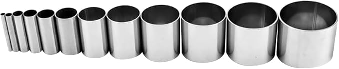 GSHLLO 12 Pcs Stainless Steel Circle Cutter Set Round Polymer Clay Cutters Mini Baking Ring Molds Small Metal Cookie Cutters Pottery Crafting Cutter Tools with Storage Case