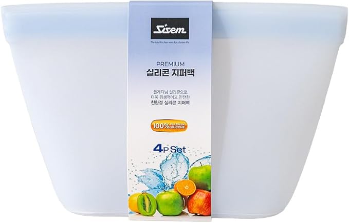 6-Pack Silicone Reusable Stand Up Zip Lock Bag Food Storage Bags, Multi-Use Food Storage Bags, Lunch Bag, Travel Containers, Leak-free, Dishwasher-Safe, Freezer-Safe, light blue (6-Pack)
