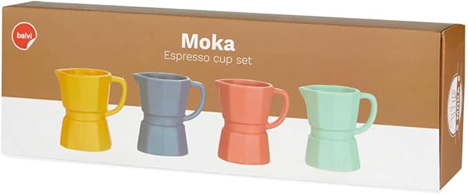 Balvi Set of 4 Coffee Espresso Cups Mocha Multi-Coloured