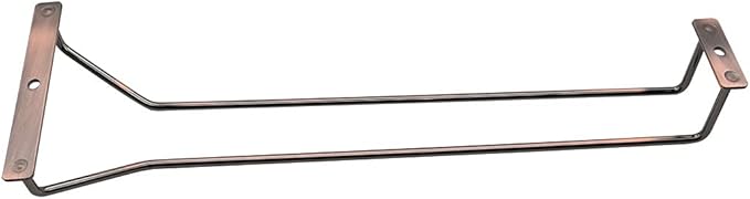 14-Inch Wine Glass Rack - Under Cabinet Stemware Wine Glass Holder Glasses Storage Hanger Metal Organizer for Bar Kitchen Red Copper (1 Rows, 2 Pack)