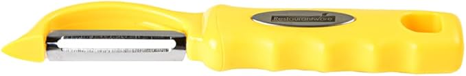 Restaurantware Comfy Grip 7.5 Inch Vegetable Peeler 1 Durable Potato Peeler - Sharp Swivel Blade Ambidextrous Handle Yellow Stainless Steel Veggie Peeler Built-In Blemish Remover