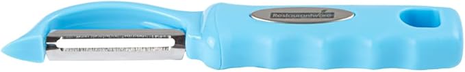 Restaurantware Comfy Grip 7.5 Inch Vegetable Peeler 1 Durable Potato Peeler - Sharp Swivel Blade Ambidextrous Handle Blue Stainless Steel Veggie Peeler Built-In Blemish Remover