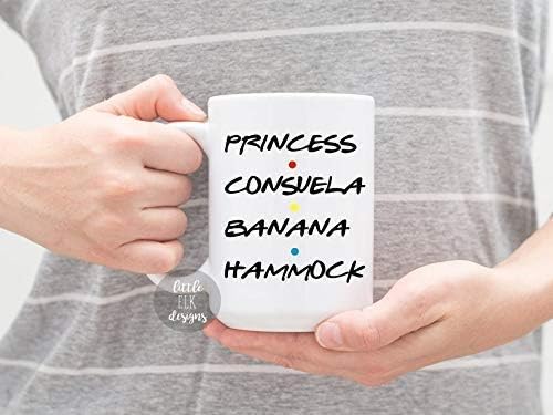 Crap Bag & Princess Consuela Banana Hammock – Funny Coffee Mug Set – 2 Large 15 Oz White Ceramic Cups – Couples Gift for Friends TV Show Fans