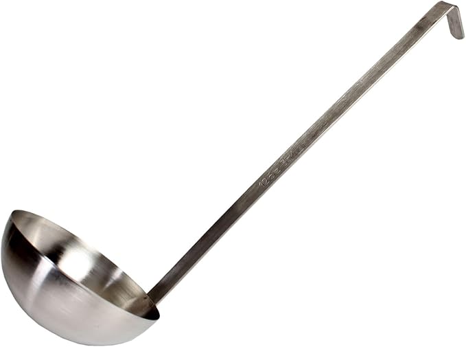 TrueCraftware- 12 oz Stainless Steel Ladle with Long Hooked Handle- Kitchen Ladle Best Kitchen Accessories for Cooking and Serving Spoon for Soup Chili Gravy Salad Dressing and Pancake Batter