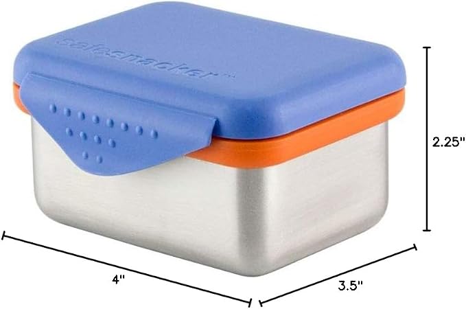 New Wave Enviro Safe Snacker, Stainless Steel Food Container, BPA Free, Stackable and Cabinet Friendly, Blue, Small Size, 7oz. Capacity