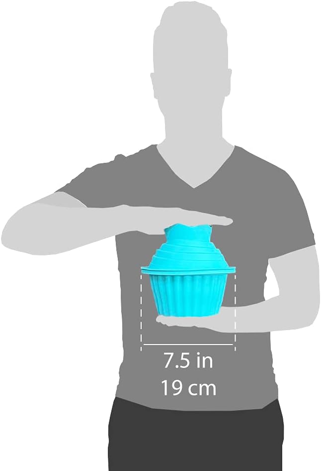 Mattix Supplies Giant Cupcake Mold Pan | BPA Free Silicone | Big Birthday Smash Cake | Large Bake Set with Filling Insert, Turquoise