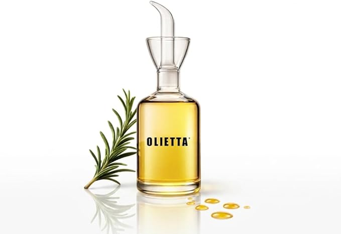 Olietta Olive Oil Dispenser Bottle Borosilicate Glass - 4.2 oz 125ml Non Drip Dispenser - Leak Proof Pourer Vinegar Drizzler Cruet - Easy Clean Drip Free Bottles for Kitchen